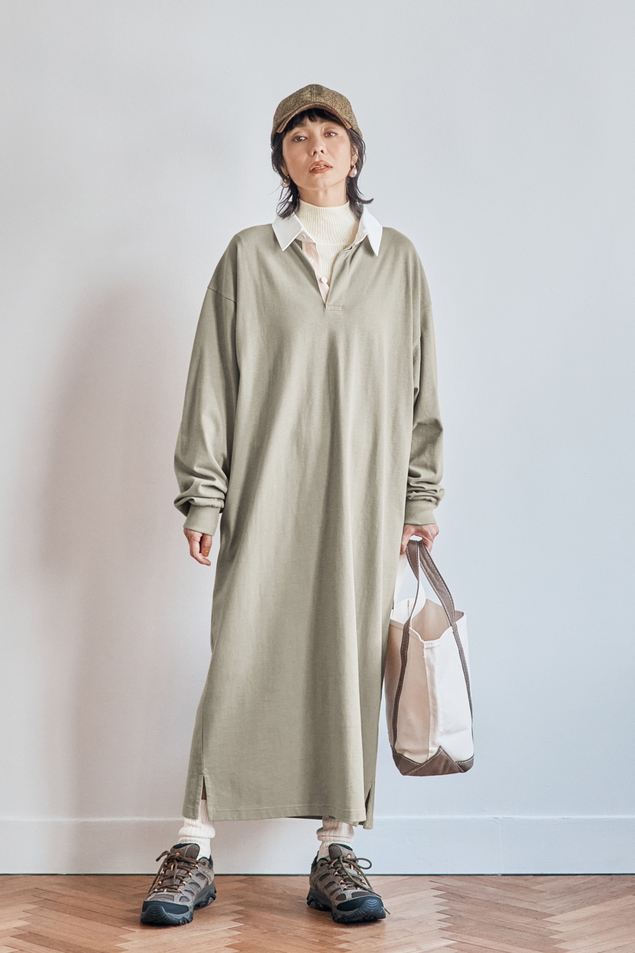 竹下玲奈さんのLEE限定 TRIPLE CROWN（トリプルクラウン）【洗える】【石上美津江さん別注】POLO ONE PIECEのコーデ