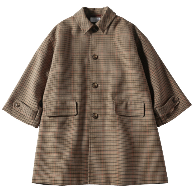 LEE限定 12closet（トゥエルブクローゼット）【石上美津江さんコラボ】中綿チェックステンカラーコート