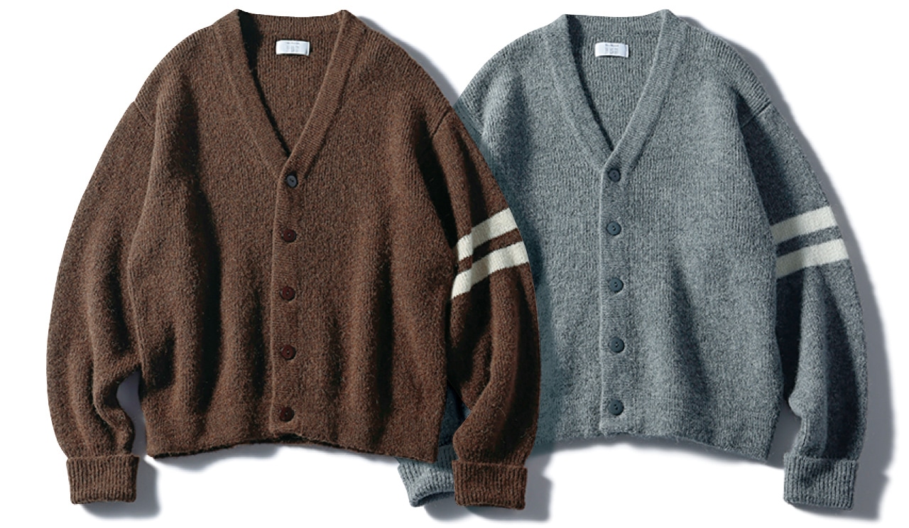 LEE限定 12closet（トゥエルブクローゼット）【石上美津江さんコラボ】モヘア混ライン入りカーディガン