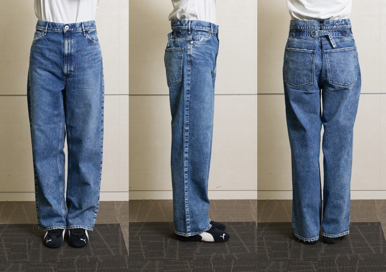 高身長スタッフがアッパーハイツのデニムをはき比べ