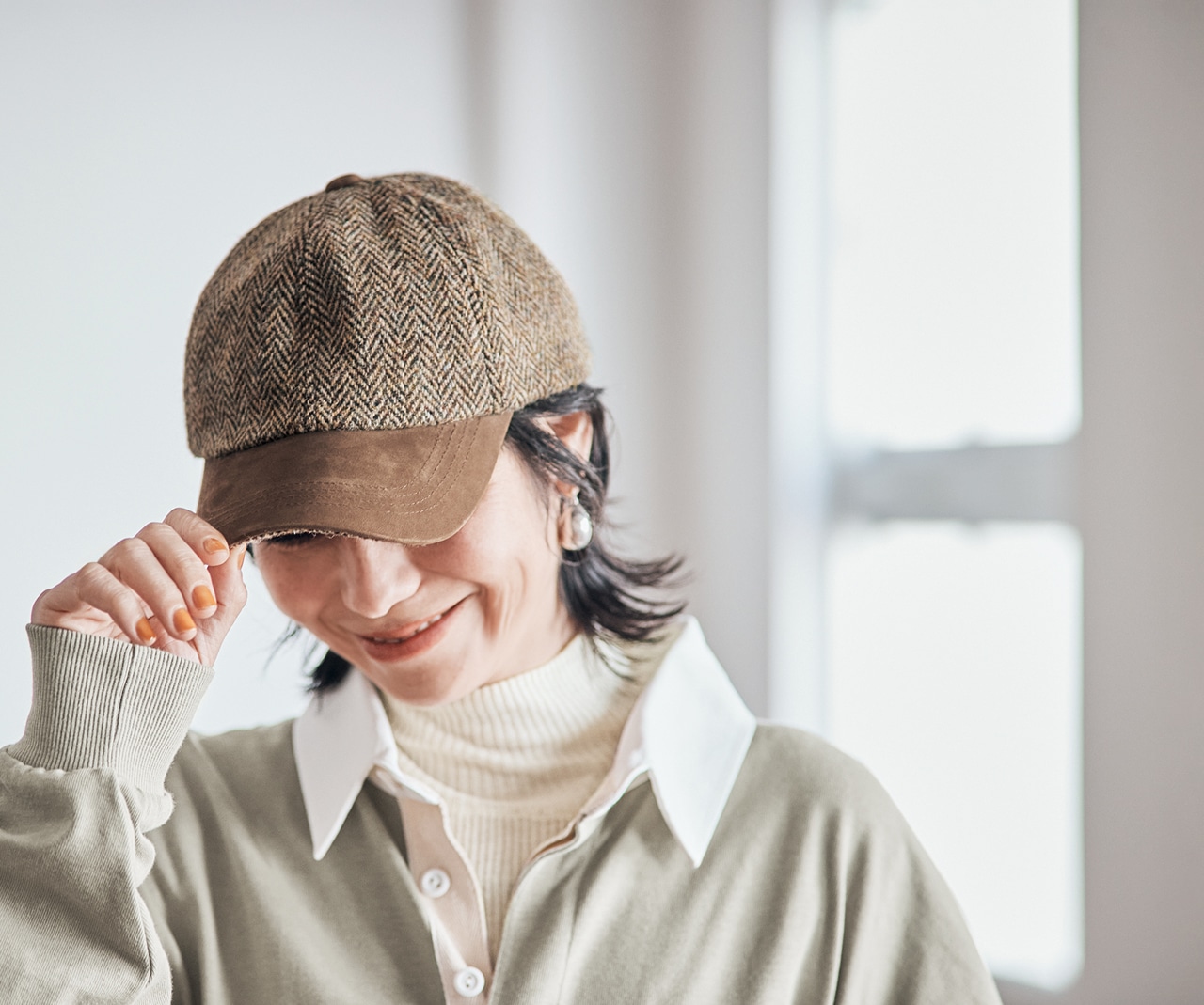 竹下玲奈さんのTWEEDMILL（ツイードミル）【石上美津江さんセレクト】ツイードキャップのコーデ