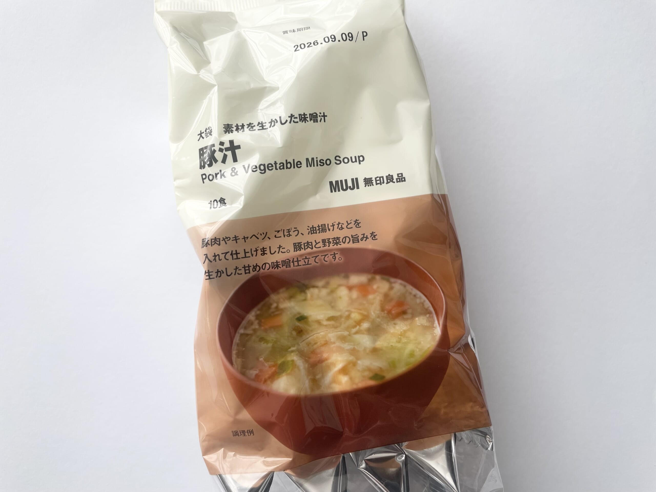 無印良品の豚汁。大袋（10食入り）。素材を生かした味噌汁