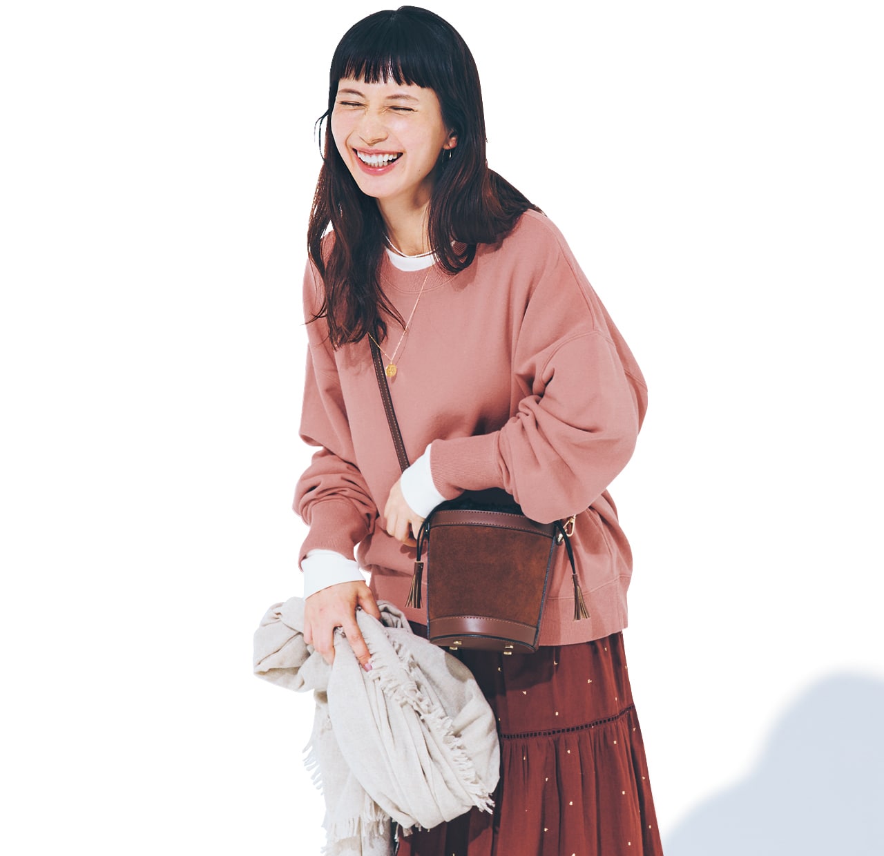 kazumiさんの12closet(トゥエルブクローゼット)【洗える】【USAコットン】コクーンスウェット スモーキーピンクのコーデ