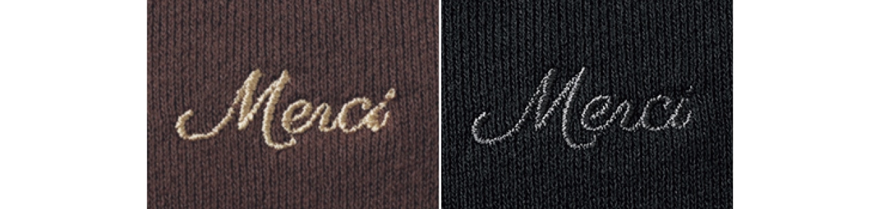 スミクロにグレー、チョコレートにはベージュと、ワンピースの刺しゅうはなじむ同系色をセレクト。