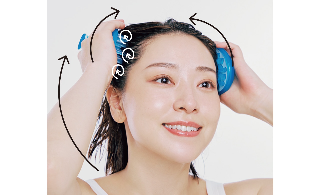 ブラシ2個使いで均等に刺激を