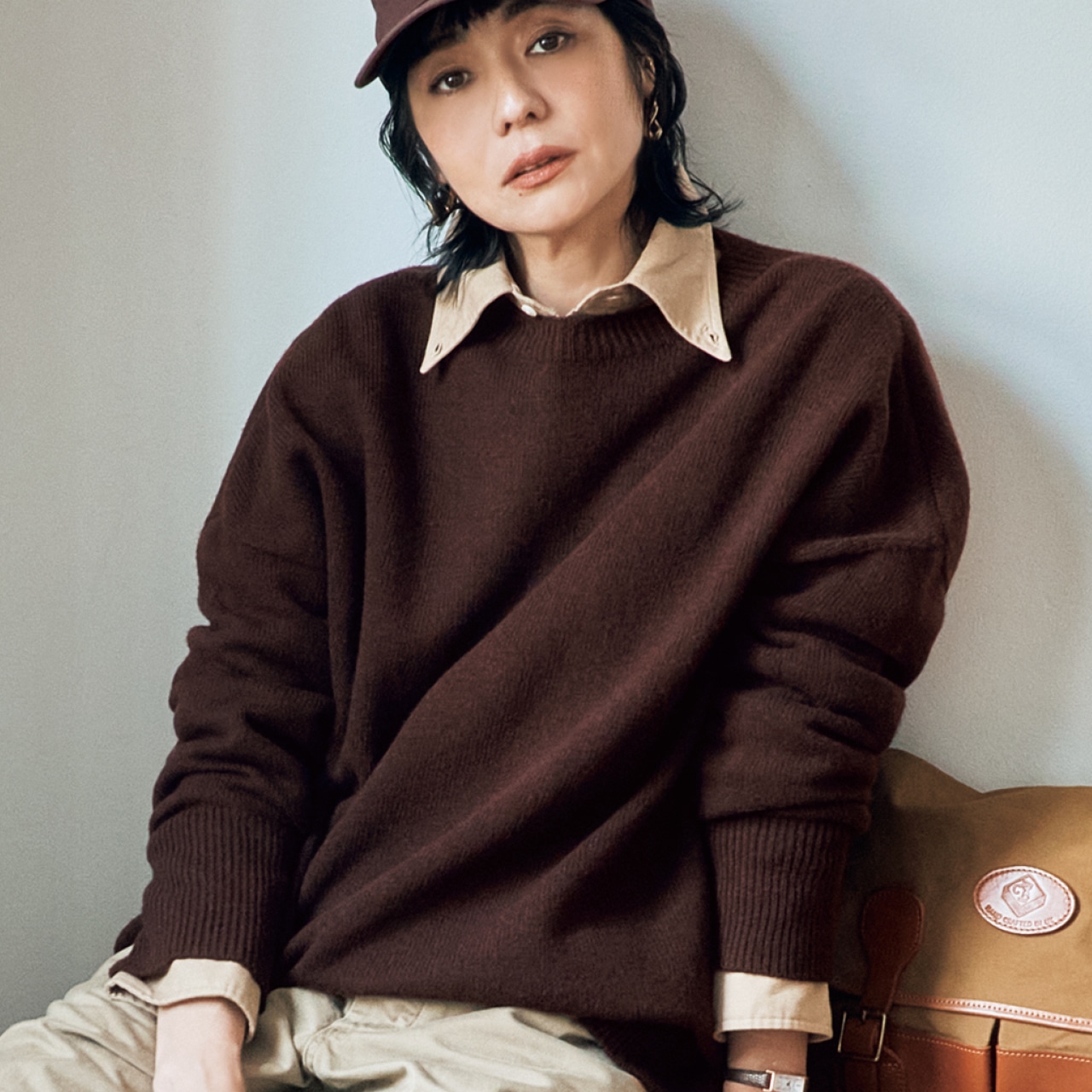 LEE限定 12closet(トゥエルブクローゼット)【洗える】【福田麻琴さんコラボ】クルーネックホールガーメントニット