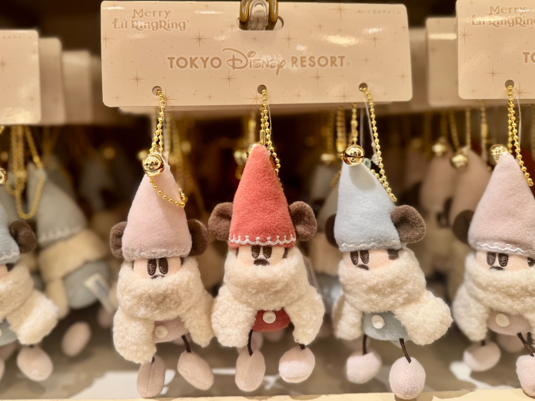 ディズニークリスマスグッズ、リルリンリンぬいぐるみチャームセット