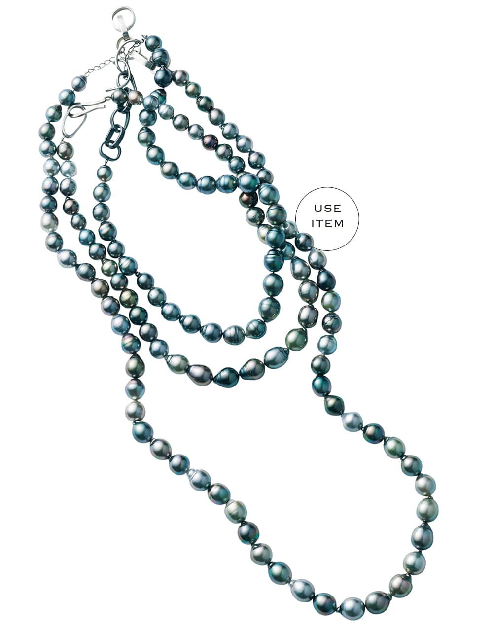 ネックレス（タヒチアンパール×SV）（上）￥231000・（中）￥242000・（下）￥762300／エスケーパーズ アナザーワールド（マリコ ツチヤマ）　