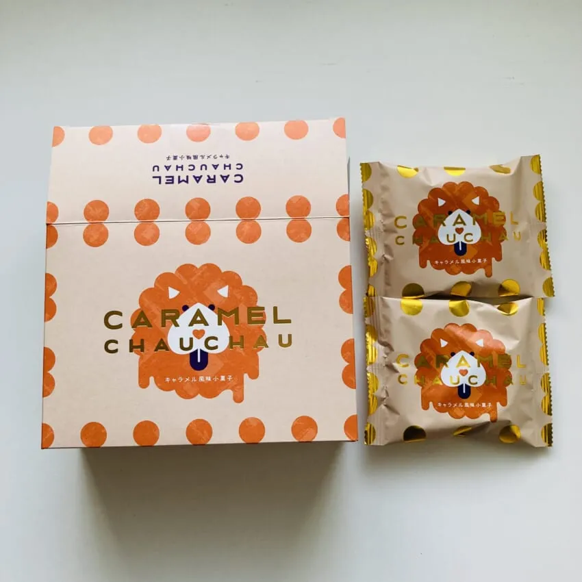 OKINI菓子工房「キャラメル風味小菓子 CARAMEL CHAUCHAU」パッケージ