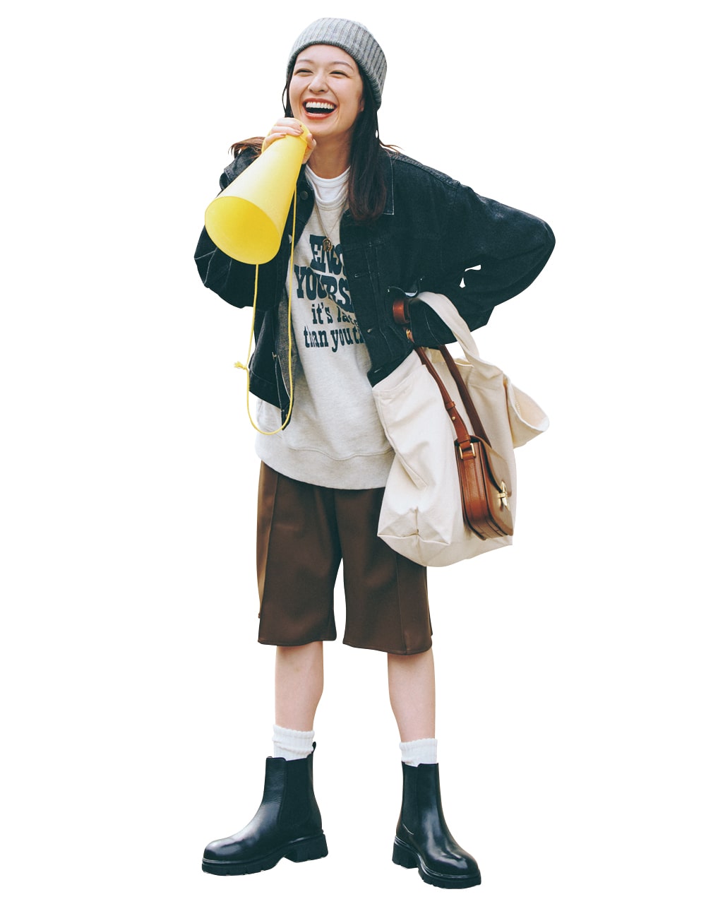 【SHIPS any(シップス エニィ)】のハーフパンツコーデ 森絵梨佳さん