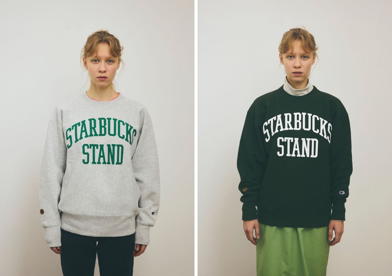 STARBUCKS STAND by BEAMS　チャンピオン別注リバースウィーブ®スウェットシャツ　モデル着用