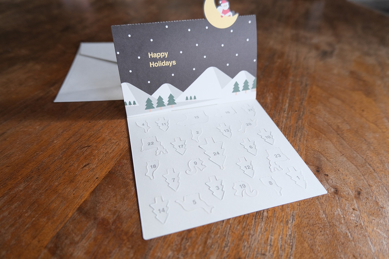 めくって楽しむ　カウントダウンカード　どうぶつ柄約１５０×１１０ｍｍ　封筒付（390円）　無印良品