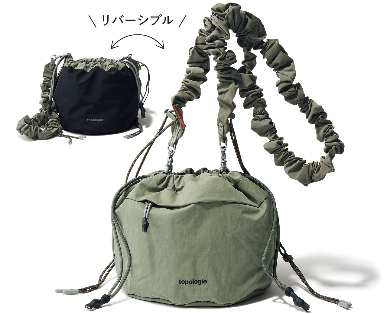 LEE限定 topologie(トポロジー)【LEEオリジナルセット】リバーシブルバケットバッグ+Bungee Strap