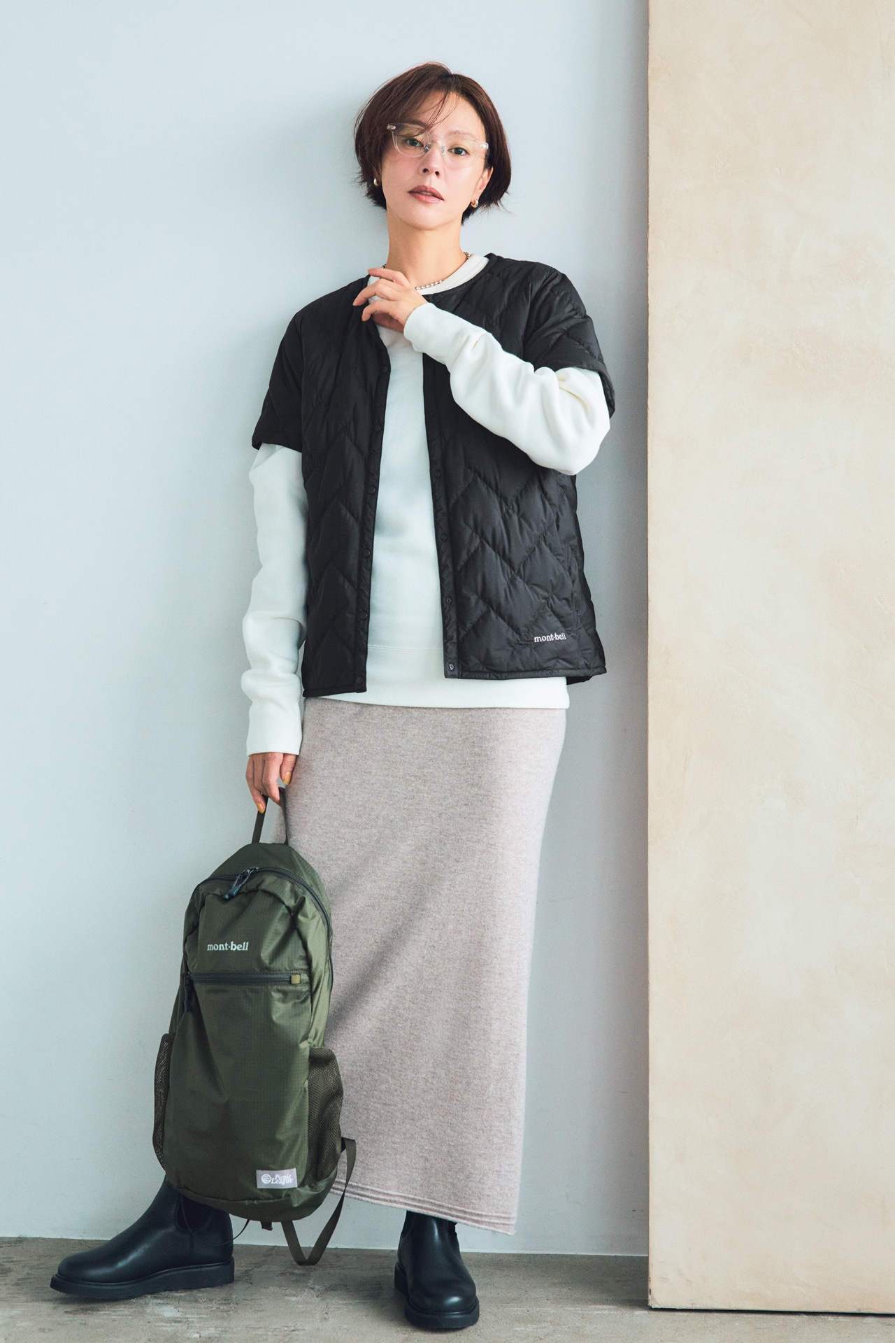 浅見れいなさんのLEE限定 mont-bell(モンベル)【洗える】【パッカブル】スペリオダウン ラウンドネックT Woman’sのコーデ