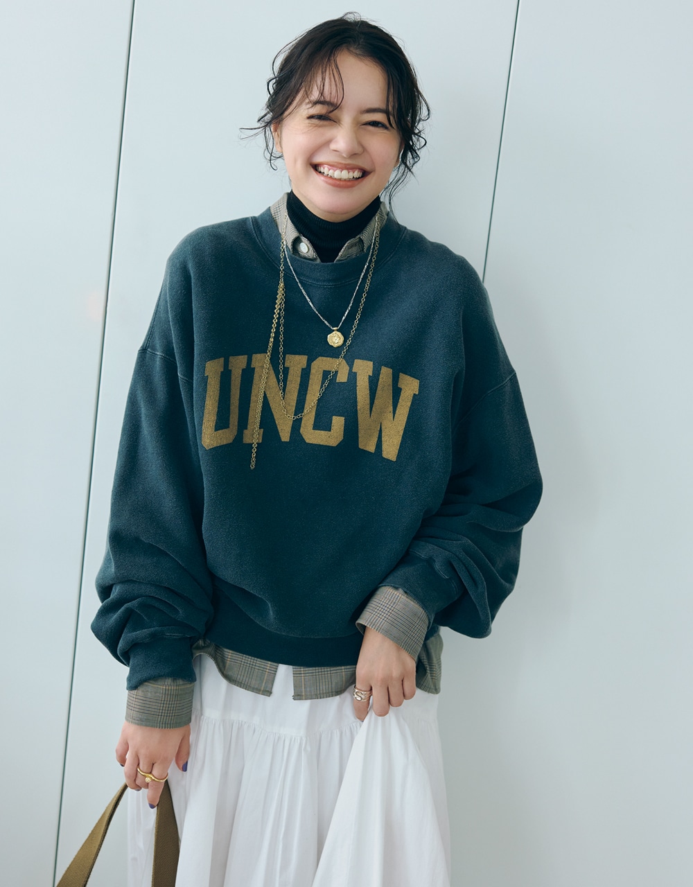 チェックシャツコーデ 岸本セシルさん