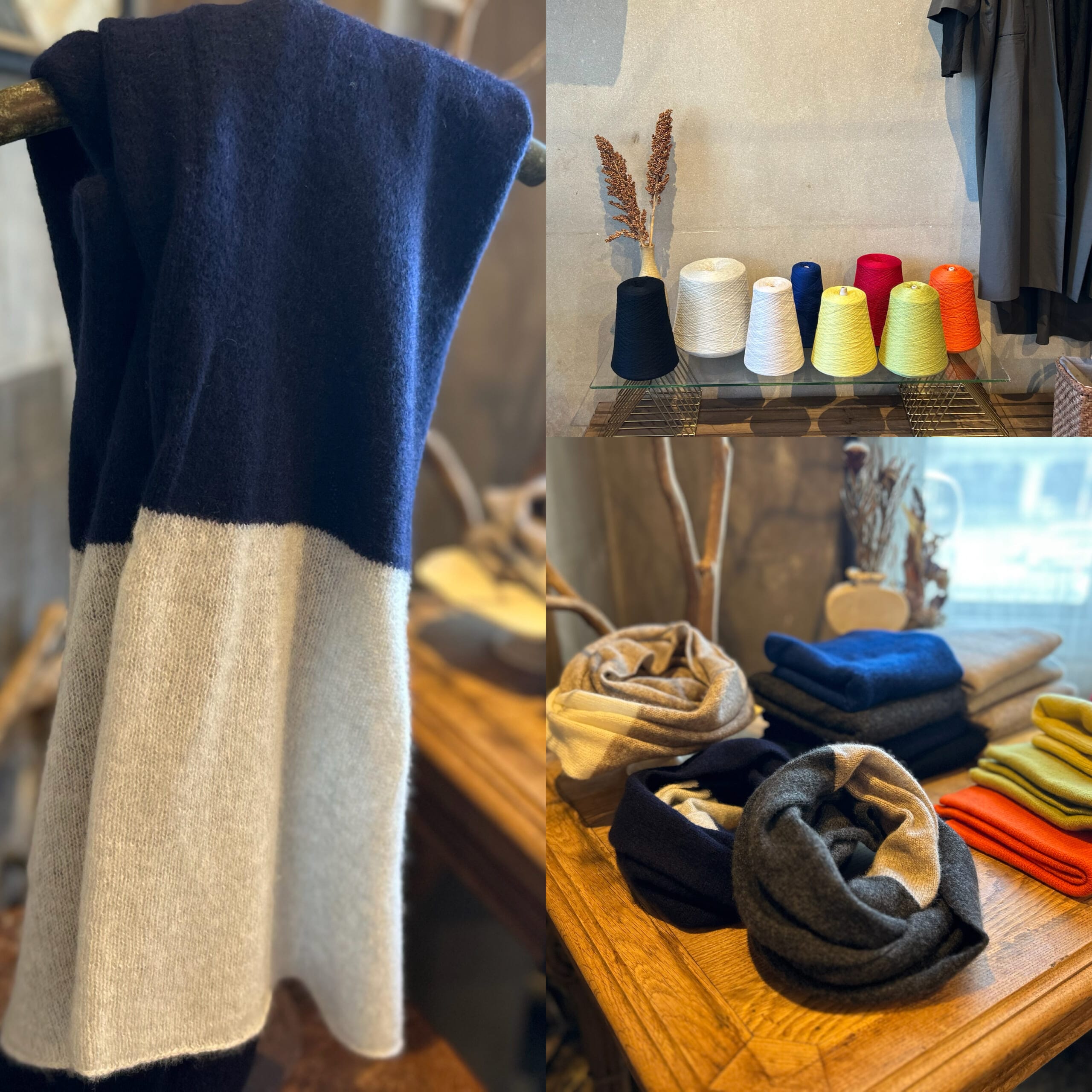 40代女性の2025年冬手編みカシミヤ黒のスヌード紹介