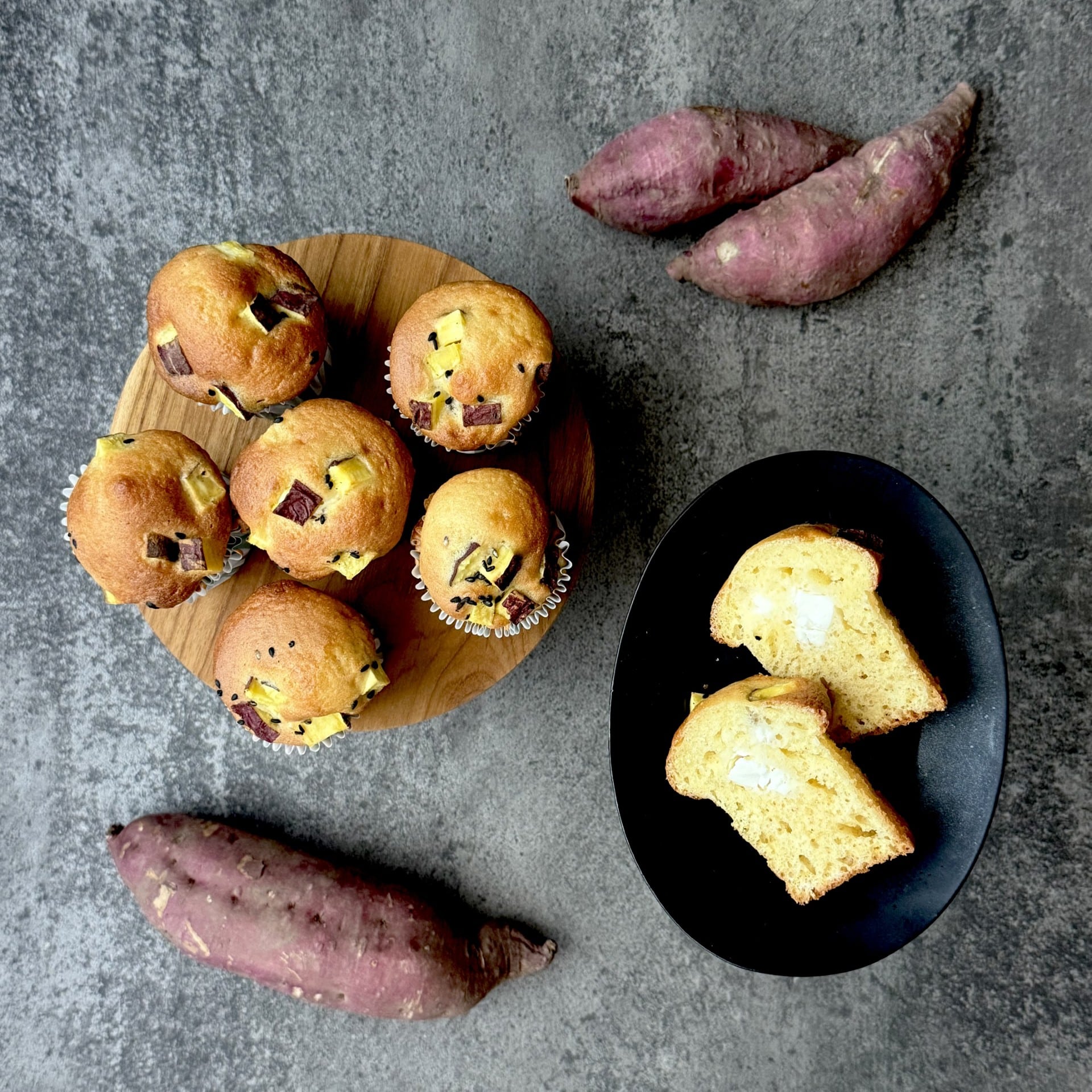 さつまいも 紅はるか さつまいもとクリームチーズのマフィン 断面 お菓子