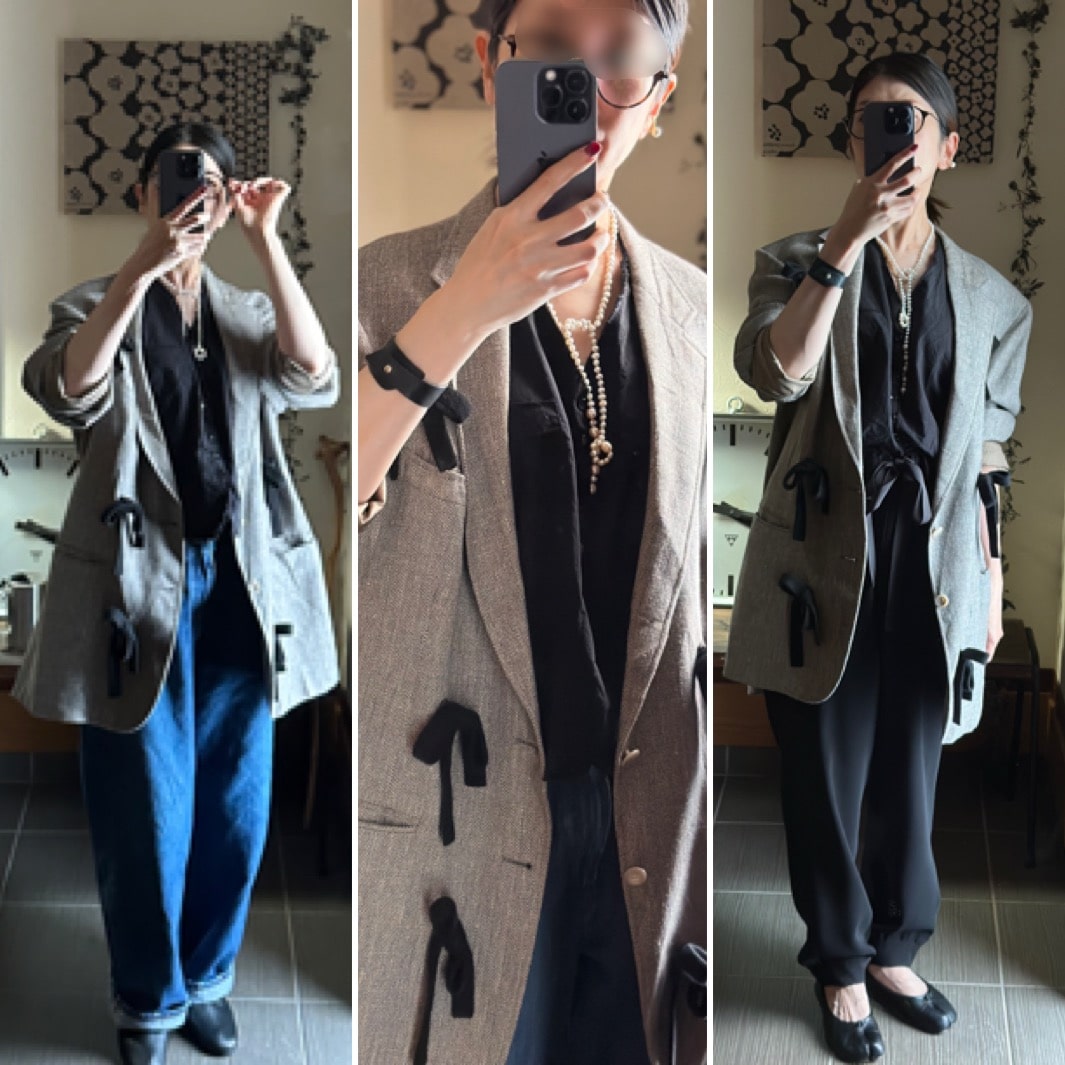 マユミムラサワ ヴィンテージジャケットコーデ ツイードジャケット