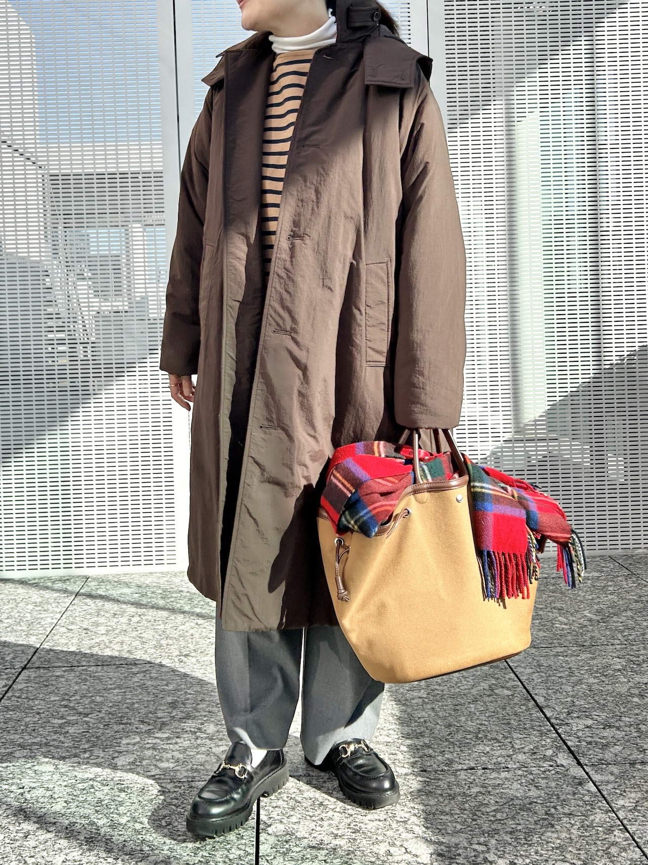 【12closet（トゥエルブクローゼット）】福田麻琴さんコラボ 撥水中綿フーディーコート　着用コーデ