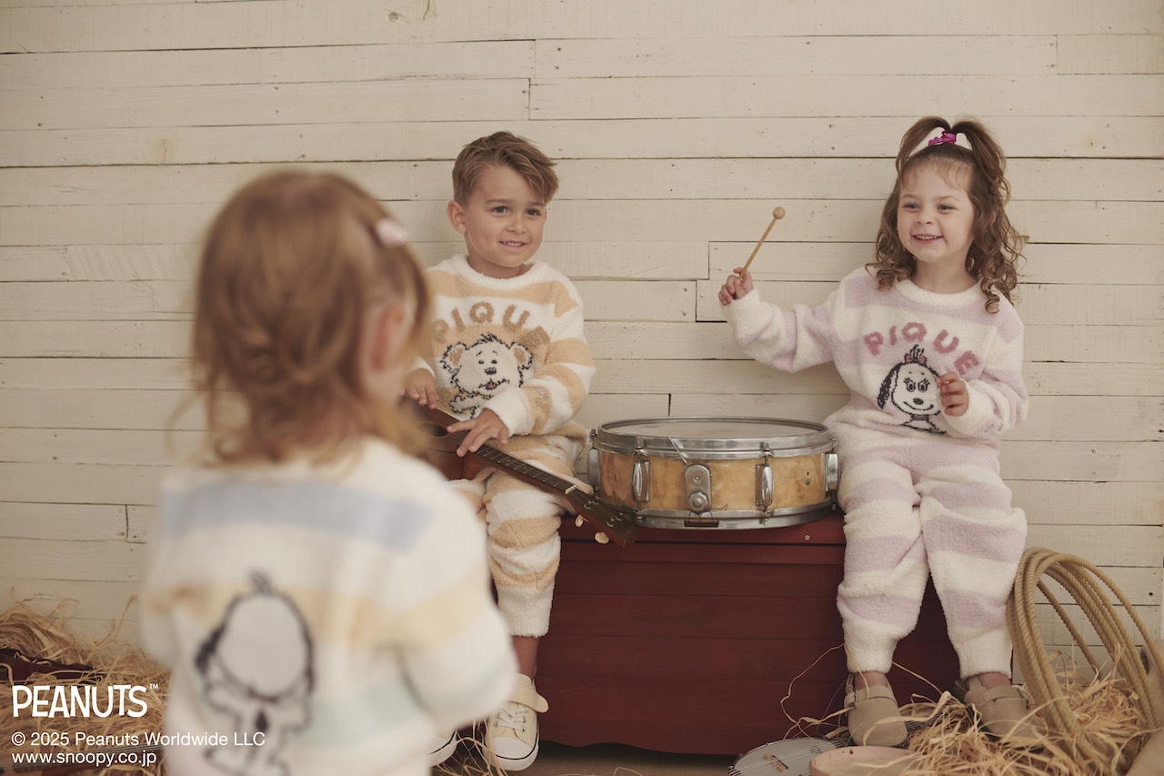 【PEANUTS PUPPIES】【KIDS】ベビモコプルオーバー、ベビモコロングパンツ モデル着用