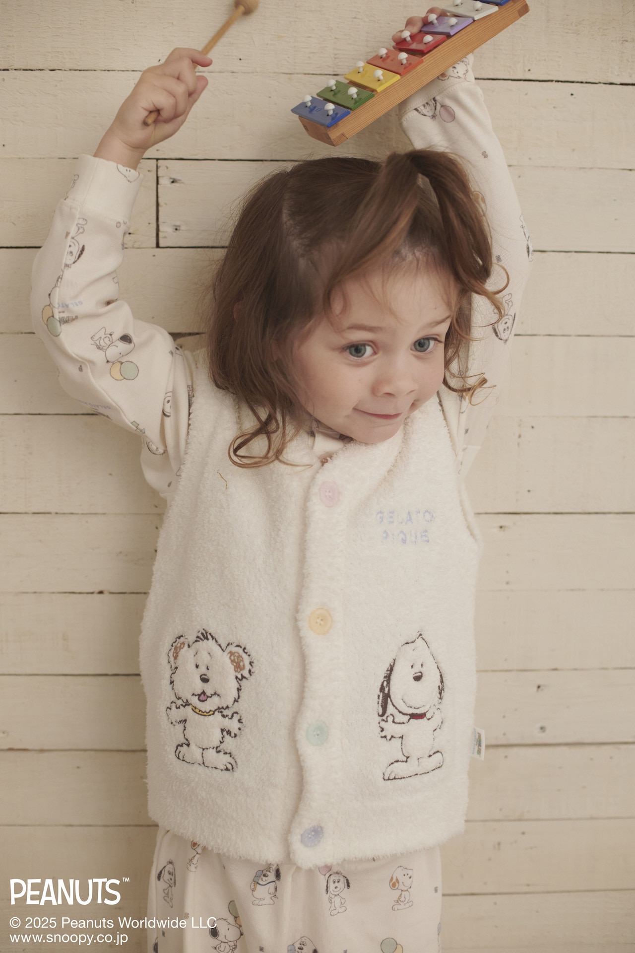 【PEANUTS PUPPIES】【KIDS】ベビモコベスト モデル着用