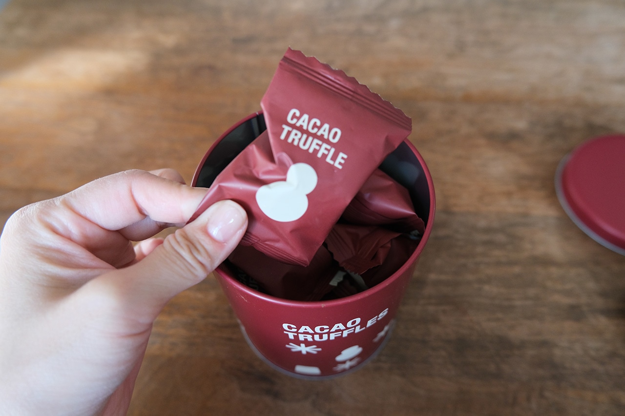 【無印良品】ギフト缶 カカオトリュフ カカオニブ使用シーン