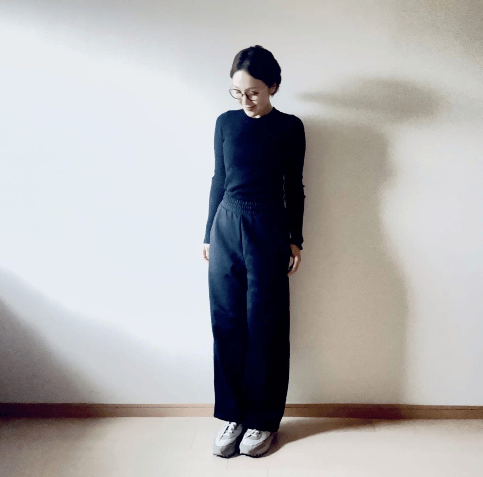 ユニクロ「スウェットワイドパンツ」のコーデ