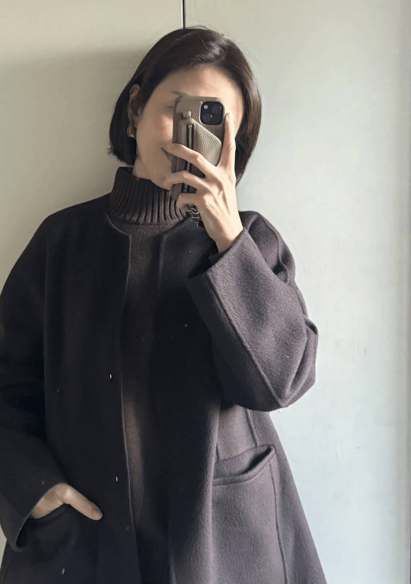 ユニクロ「ローゲージハイネックセーター」のコーデ１