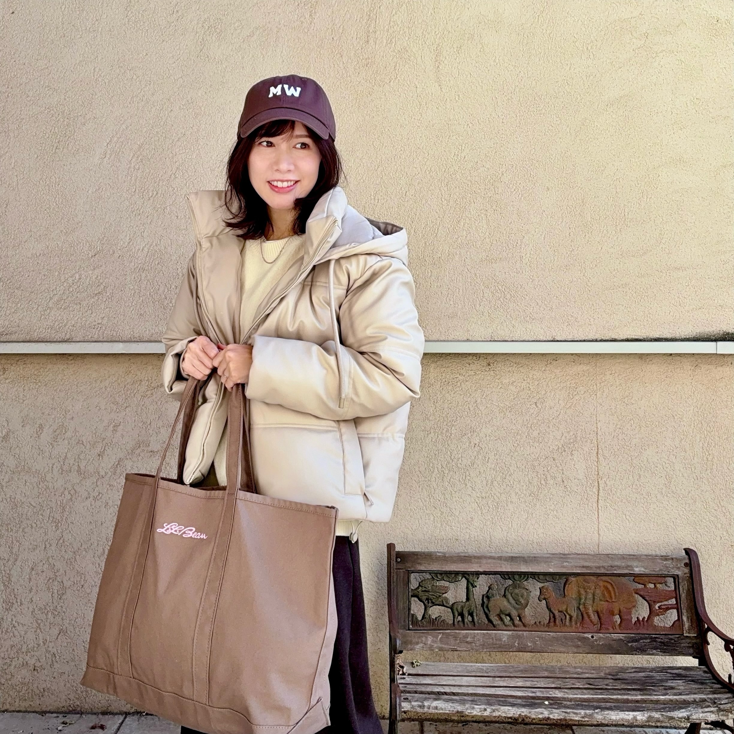 MYWEAKNESS　キャップ　ブラウン　キャップ　40代コーデ　LEEマルシェ