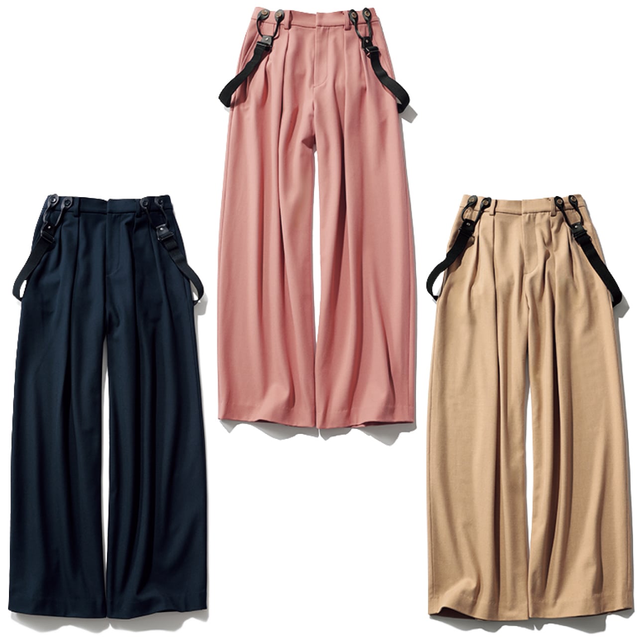 12closet（トゥエルブクローゼット）【洗える】【ストレッチ】【kazumiさんコラボ】サスペンダーパンツ