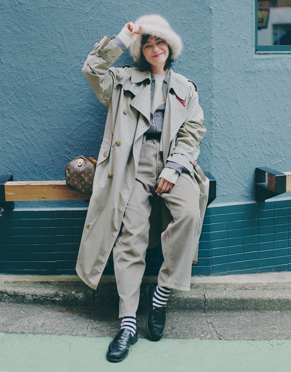 竹下玲奈さん トレンチコートコーデ