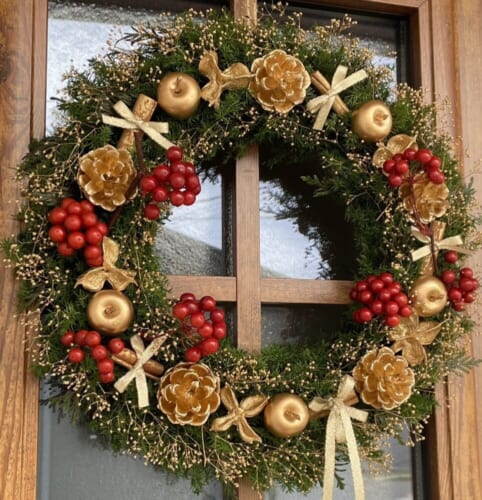 玄関　クリスマスリース