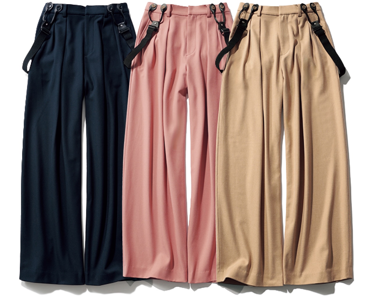 12closet（トゥエルブクローゼット）【洗える】【ストレッチ】【kazumiさんコラボ】サスペンダーパンツ