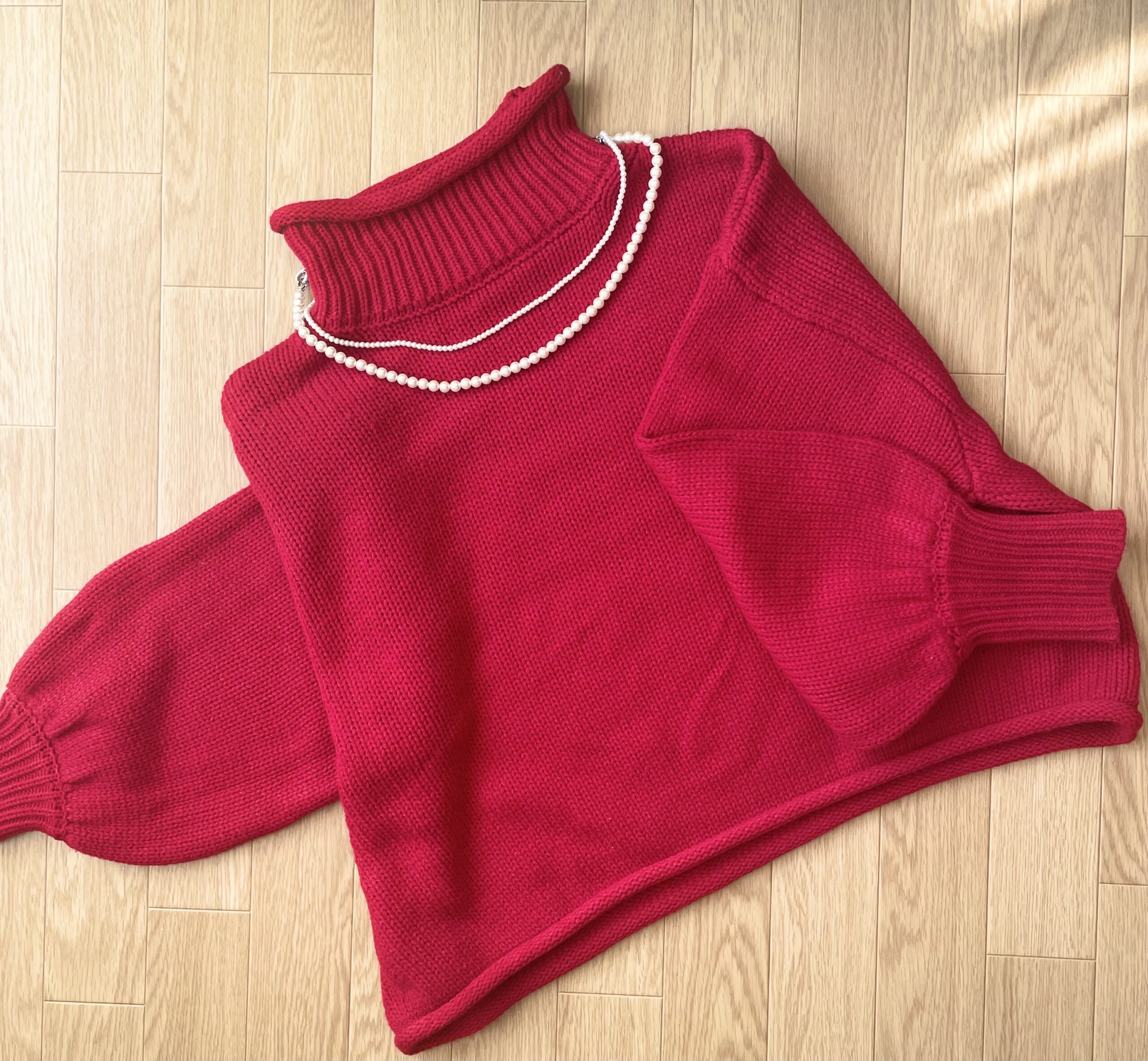 ニット パールネックレス