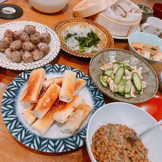 晩ごはん　献立　春巻き