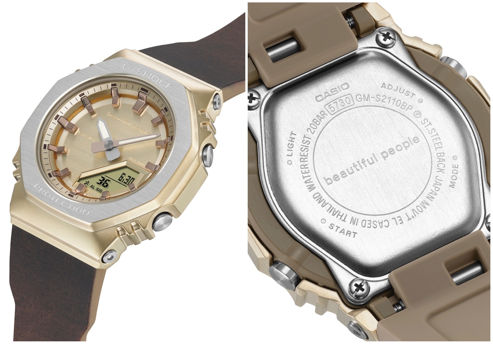 G-SHOCKとbeautifulpeopleコラボレーションウォッチのフェイスと裏蓋