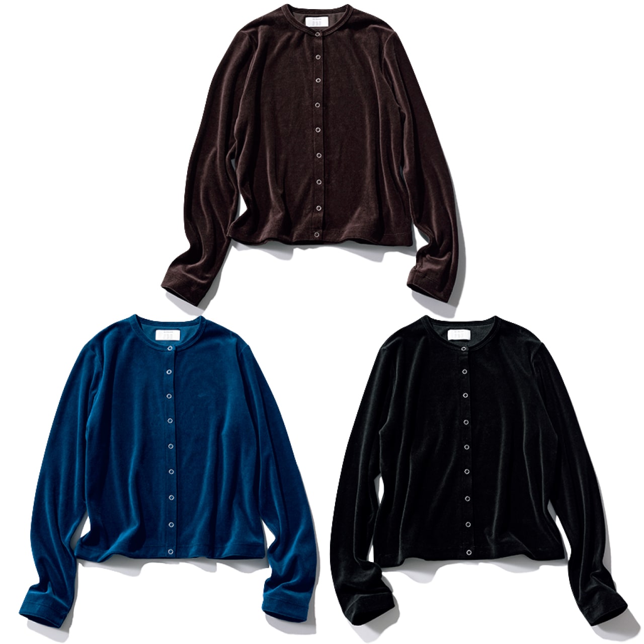 12closet(トゥエルブクローゼット)【洗える】ベロアスナップカーディガン