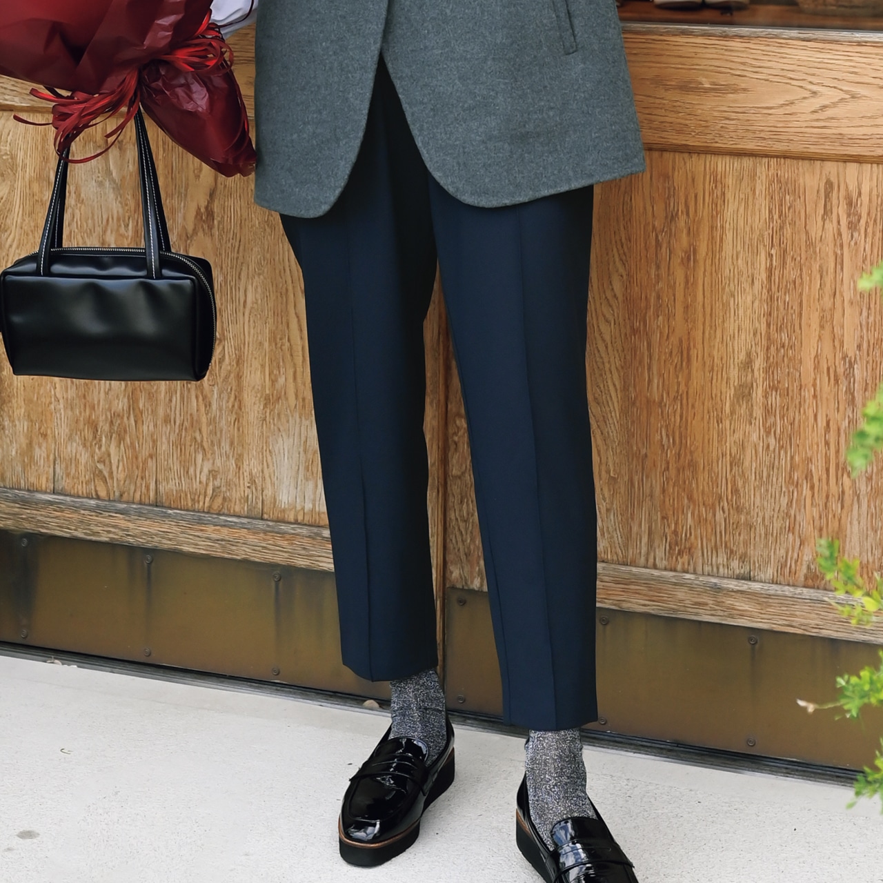 LEE限定 OURHOME（アワーホーム）【洗える】【ストレッチ】【LEE別注】裏起毛のあったかテーパードパンツ