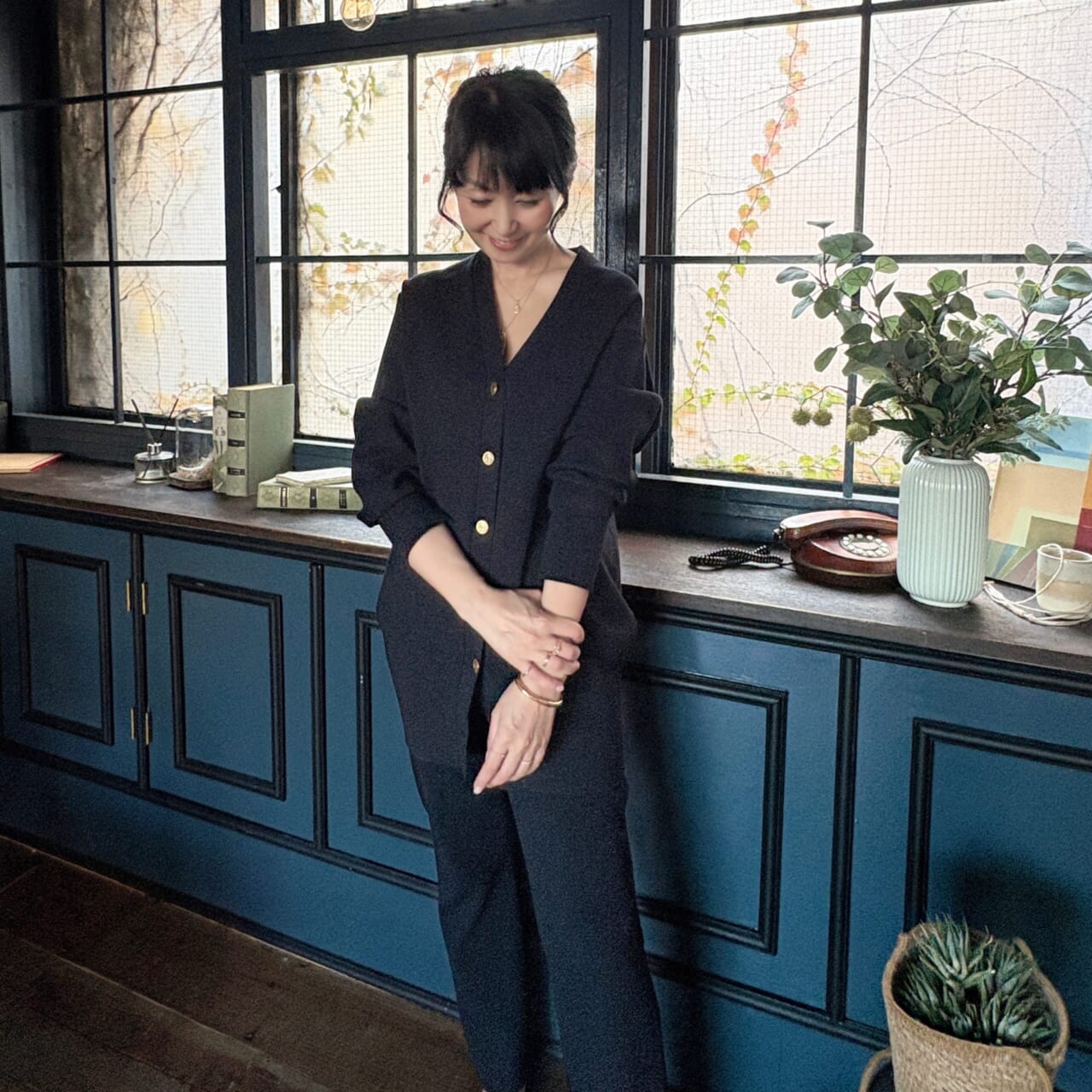 MUSE de Deuxieme Classe　セットアップ　50代のアクセサリーコーデ