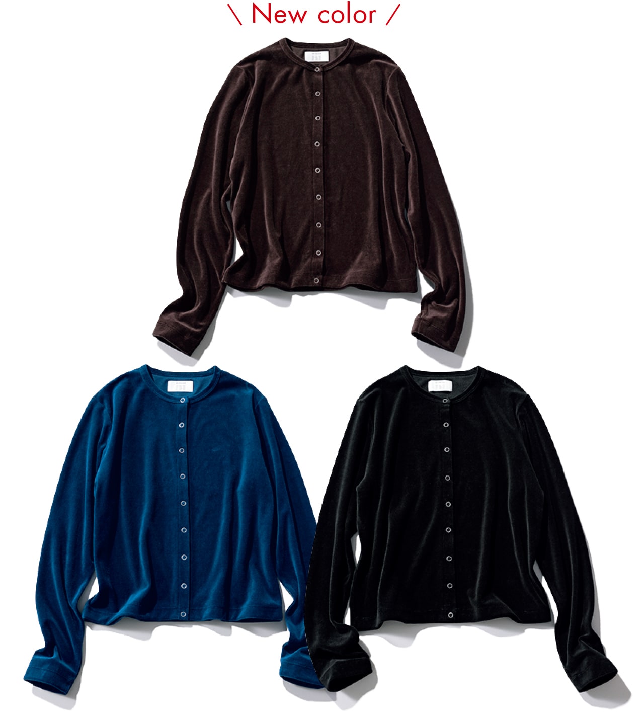 12closet(トゥエルブクローゼット)【洗える】ベロアスナップカーディガン