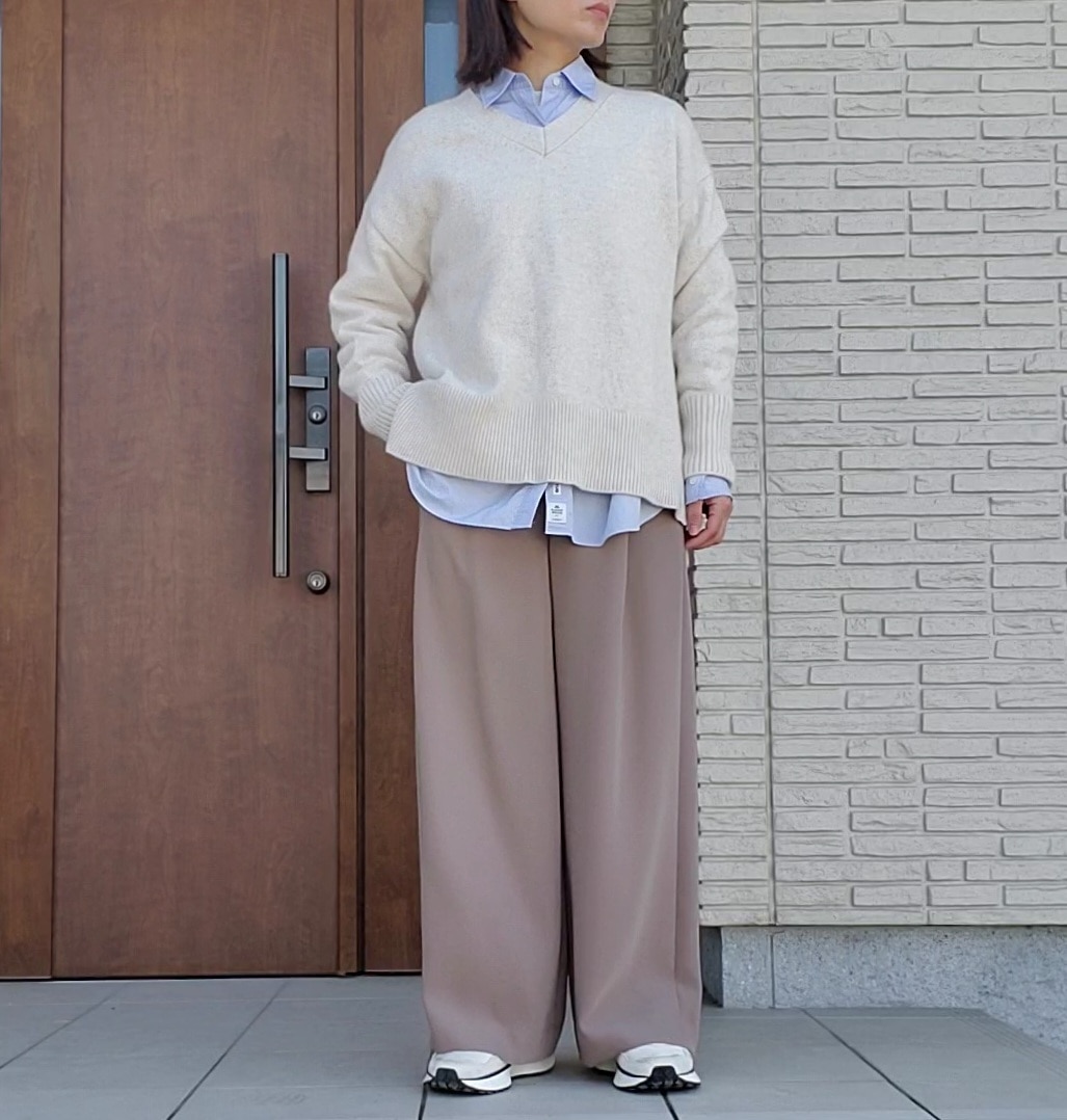 【ベージュ】ドゥーズィエムクラスのイージーワイドパンツ
