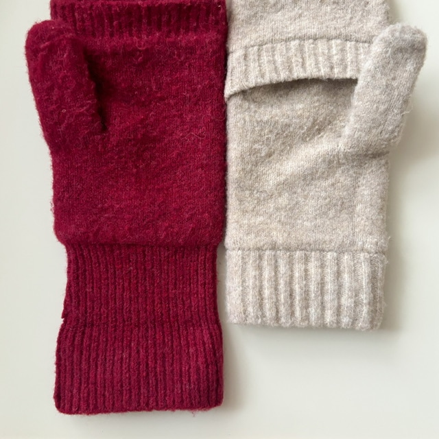 ヒートテックライニングミトンスフレヤーンの昨年との手首の長さ比較写真