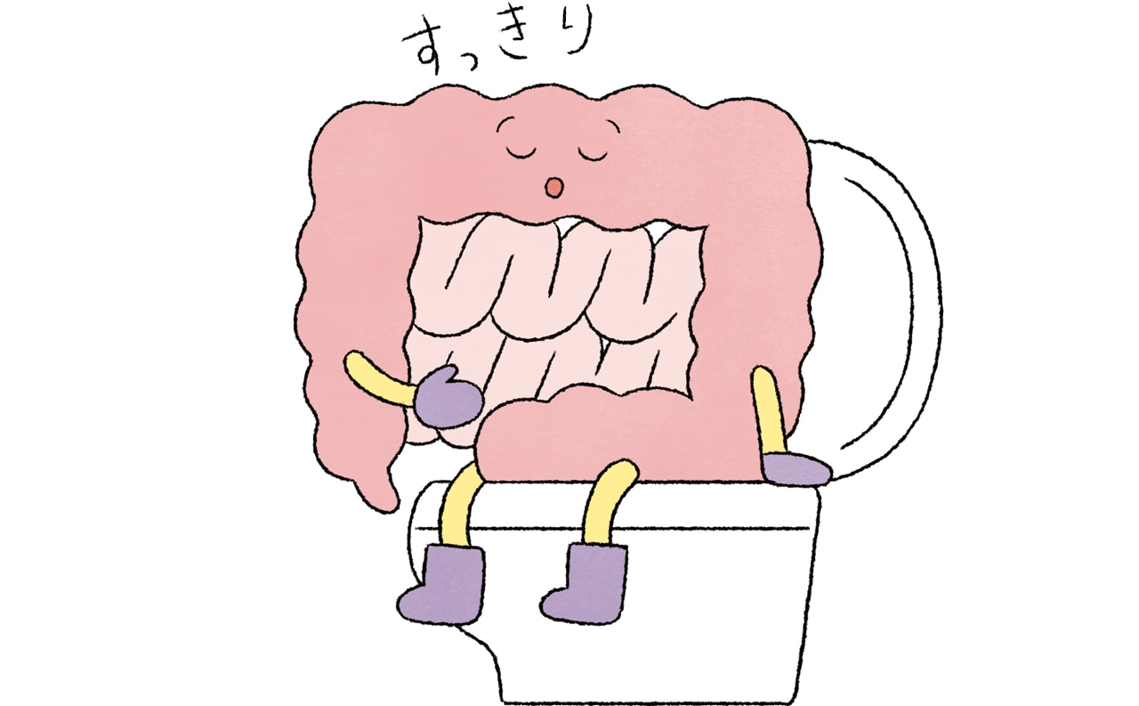 トイレですっきりしてる腸のイラスト