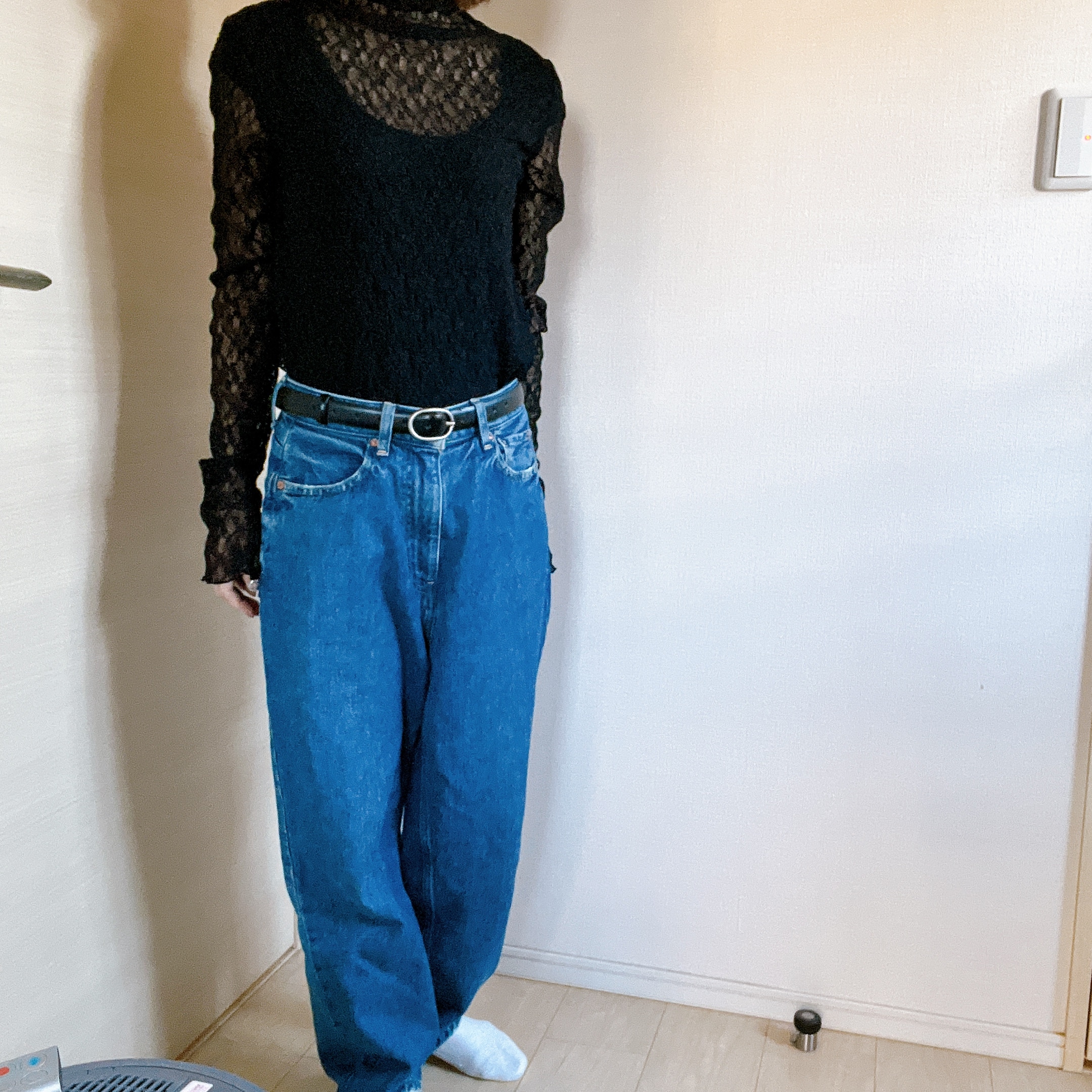 【洗える】総レースジャージートップス