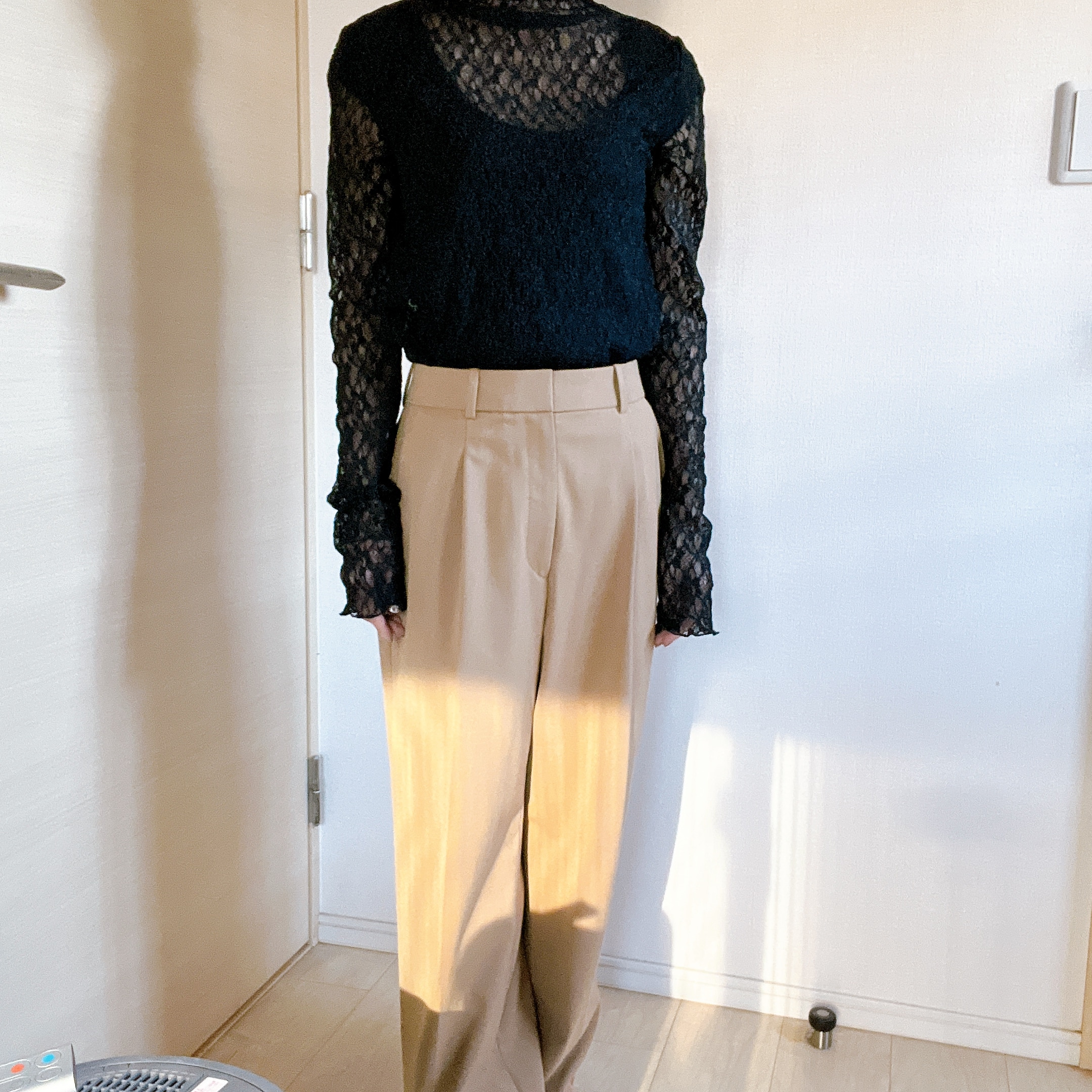 【洗える】総レースジャージートップス