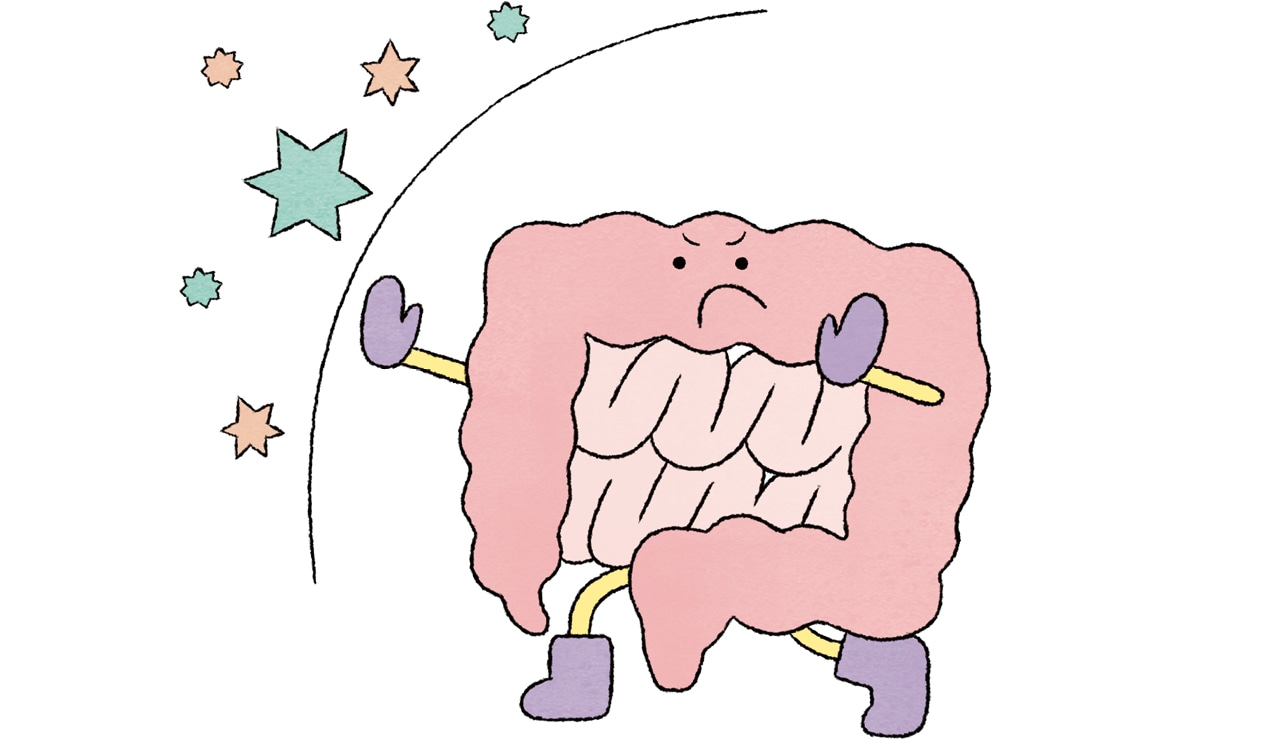 免疫バリアでウイルスをよせつけない腸のイラスト