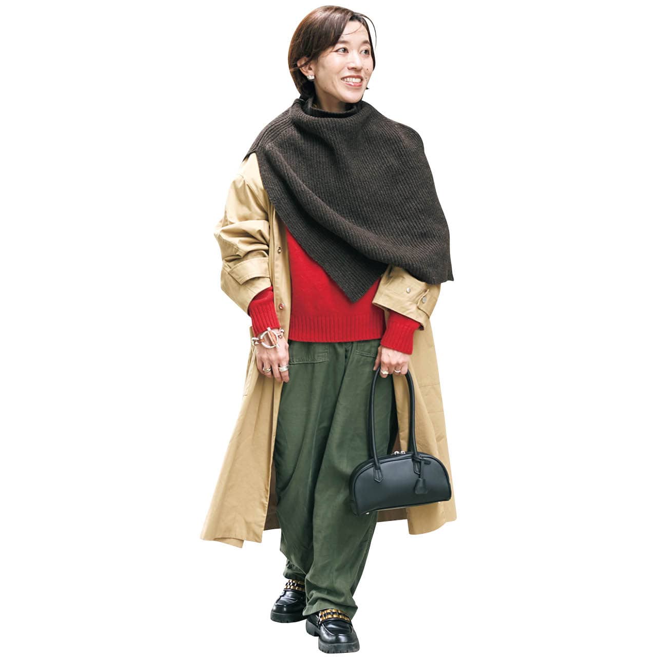 ブラウンニットポンチョコーデ(TB さとささん・東京都)