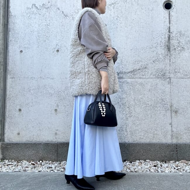 冬のきれい色コーデ 30代ママ