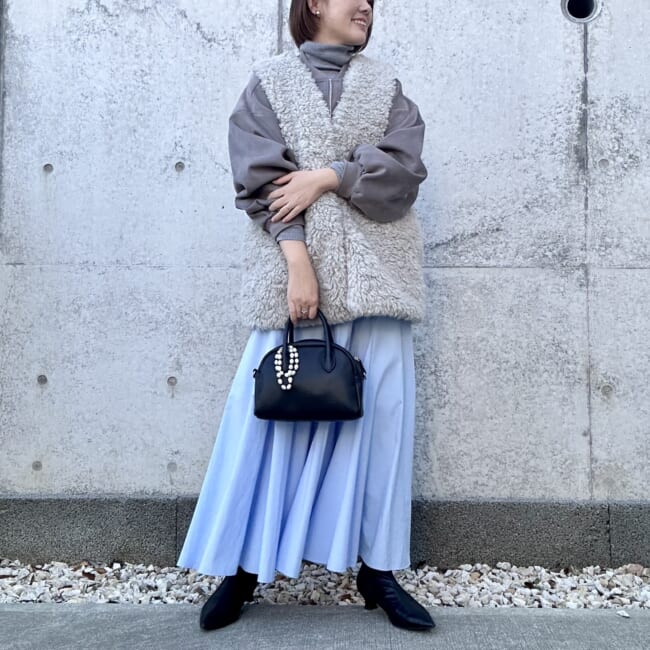 冬のきれい色コーデ 30代ママ