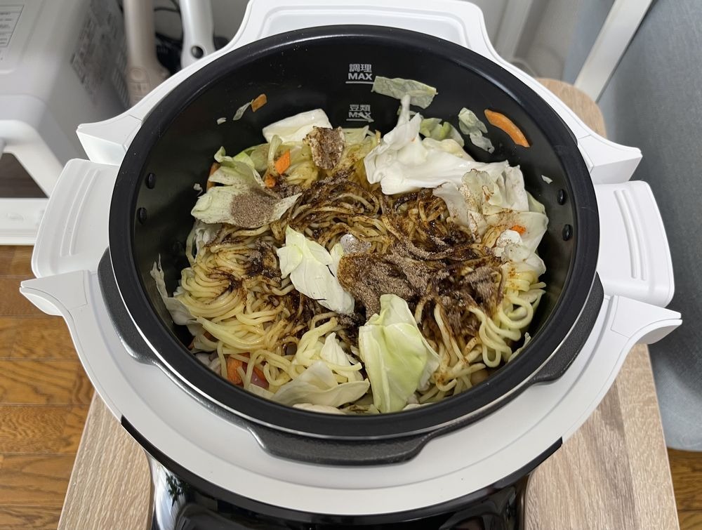 【ティファール】ラクラ・クッカー プロ 自動調理鍋で作った焼きそば